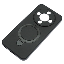 Чехол накладка Revole Mix для Honor X9d, защита камеры, силикон, бархат, кольцо держатель, цвет черный