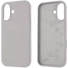 Чехол накладка Silicone Case для APPLE iPhone 16 (6.1"), силикон, бархат, цвет светло серый