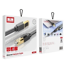 Патч-корд (UTP), сетевой кабель для интернета, плоский EARLDOM ET-NW2, разъемы RJ-45, Cat.8, длина 3 метра, цвет черный