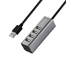 Хаб концентратор HOCO HB1 USB на 4 USB, цвет графитовый