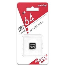 Карта памяти MicroSDXC 64GB SMARTBUY Сlass 10 UHS-I, без адаптера, цвет черный Карта памяти MicroSDXC 64GB SMARTBUY Сlass 10 UHS-I, без адаптера, цвет черный