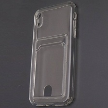Чехол накладка для APPLE iPhone XR, силикон, защита камеры отдел для карт, цвет прозрачный Чехол накладка для APPLE iPhone XR, силикон, защита камеры отдел для карт, цвет прозрачный