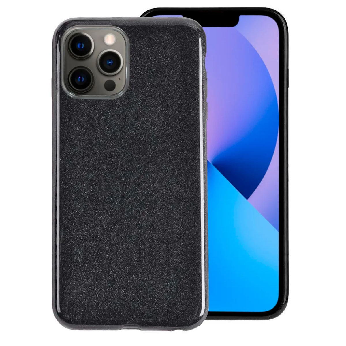 Чехол накладка Shine для APPLE iPhone 12 Pro MAX, силикон, блестки, цвет черный Чехол накладка Shine для APPLE iPhone 12 Pro MAX, силикон, блестки, цвет черный