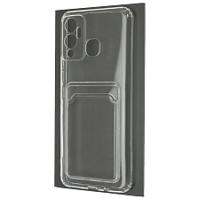 Чехол накладка CARD CASE для INFINIX Hot 12 Play, силикон, отдел для карт, цвет прозрачный Чехол накладка CARD CASE для INFINIX Hot 12 Play, силикон, отдел для карт, цвет прозрачный