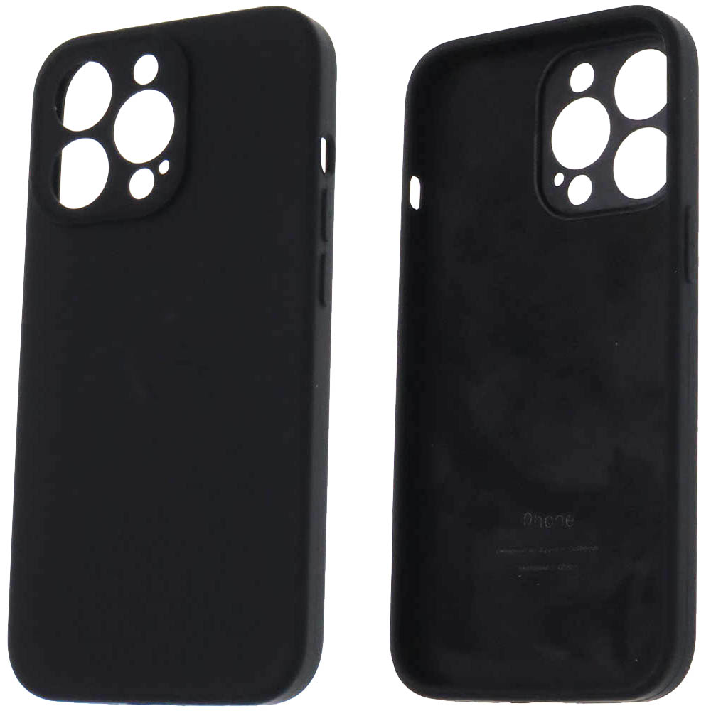 Чехол накладка Silicon Case для APPLE iPhone 13 Pro (6.1), защита камеры, с лого, силикон, бархат, цвет черный Чехол накладка Silicon Case для APPLE iPhone 13 Pro (6.1), защита камеры, с лого, силикон, бархат, цвет черный
