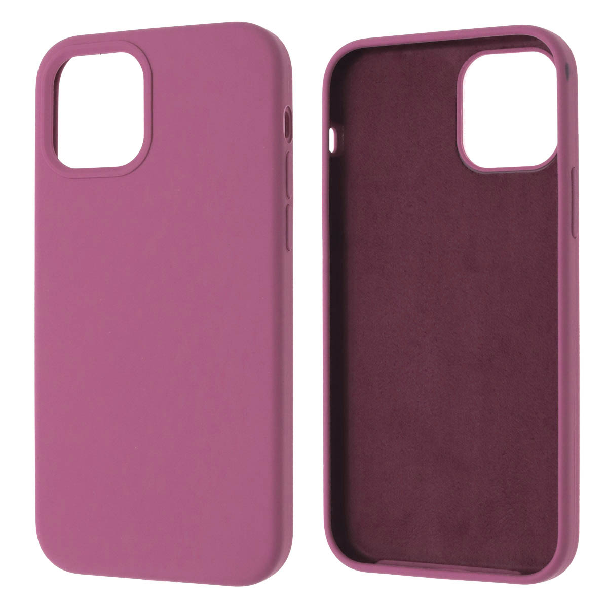 Чехол накладка Silicon Case для APPLE iPhone 12, iPhone 12 Pro, силикон, бархат, цвет красно фиолетовый Чехол накладка Silicon Case для APPLE iPhone 12, iPhone 12 Pro, силикон, бархат, цвет красно фиолетовый