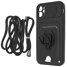Чехол накладка MULTI FUNCTION 4 в 1 для APPLE iPhone 11 (6.1), цвет черный Чехол накладка MULTI FUNCTION 4 в 1 для APPLE iPhone 11 (6.1), цвет черный