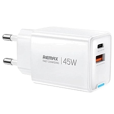 СЗУ (Сетевое зарядное устройство) REMAX GaN CA05 AC45W, 45W, 1 USB Type C, 1 USB, цвет белый