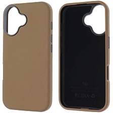 Чехол накладка для APPLE iPhone 16 (6.1"), силикон, пластик, текстура кожи, бархат, цвет коричневый Чехол накладка для APPLE iPhone 16 (6.1"), силикон, пластик, текстура кожи, бархат, цвет коричневый