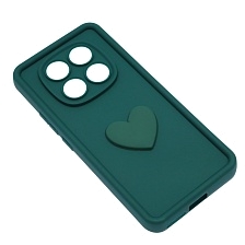 Чехол накладка для XIAOMI REDMI NOTE 14 Pro, силикон, 3D сердце, защита камеры, бортики, цвет темно зеленый Чехол накладка для XIAOMI REDMI NOTE 14 Pro, силикон, 3D сердце, защита камеры, бортики, цвет темно зеленый