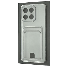 Чехол накладка CARD CASE для Honor X8a, защита камеры, силикон, отдел для карт, цвет прозрачный Чехол накладка CARD CASE для Honor X8a, защита камеры, силикон, отдел для карт, цвет прозрачный
