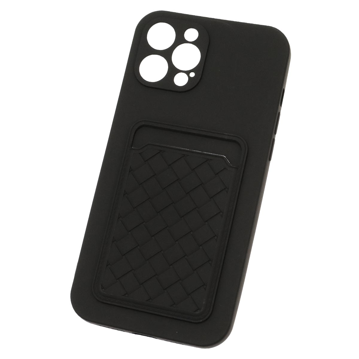Чехол накладка CARD CASE для APPLE iPhone 12 Pro MAX (6.7"), силикон, отдел для карт, цвет черный