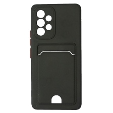 Чехол накладка BUTTON для SAMSUNG Galaxy A53, силикон, отдел для карт, цвет черный Чехол накладка BUTTON для SAMSUNG Galaxy A53, силикон, отдел для карт, цвет черный