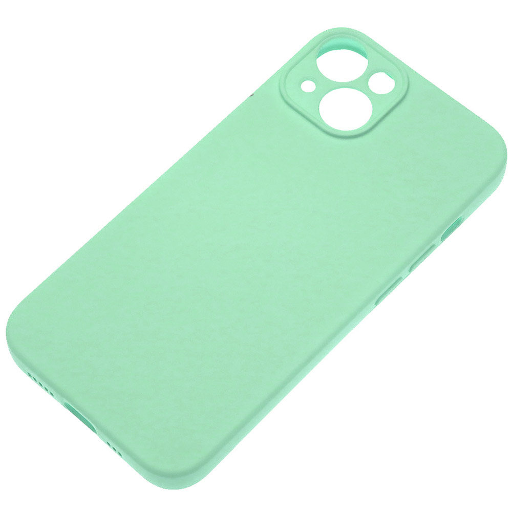 Чехол накладка Silicone Case для APPLE iPhone 14 Pro, защита камеры, силикон, бархат, цвет мятный