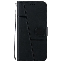 Чехол книжка для XIAOMI Redmi Note 14 4G, экокожа, с хлястиком, визитница, цвет черный