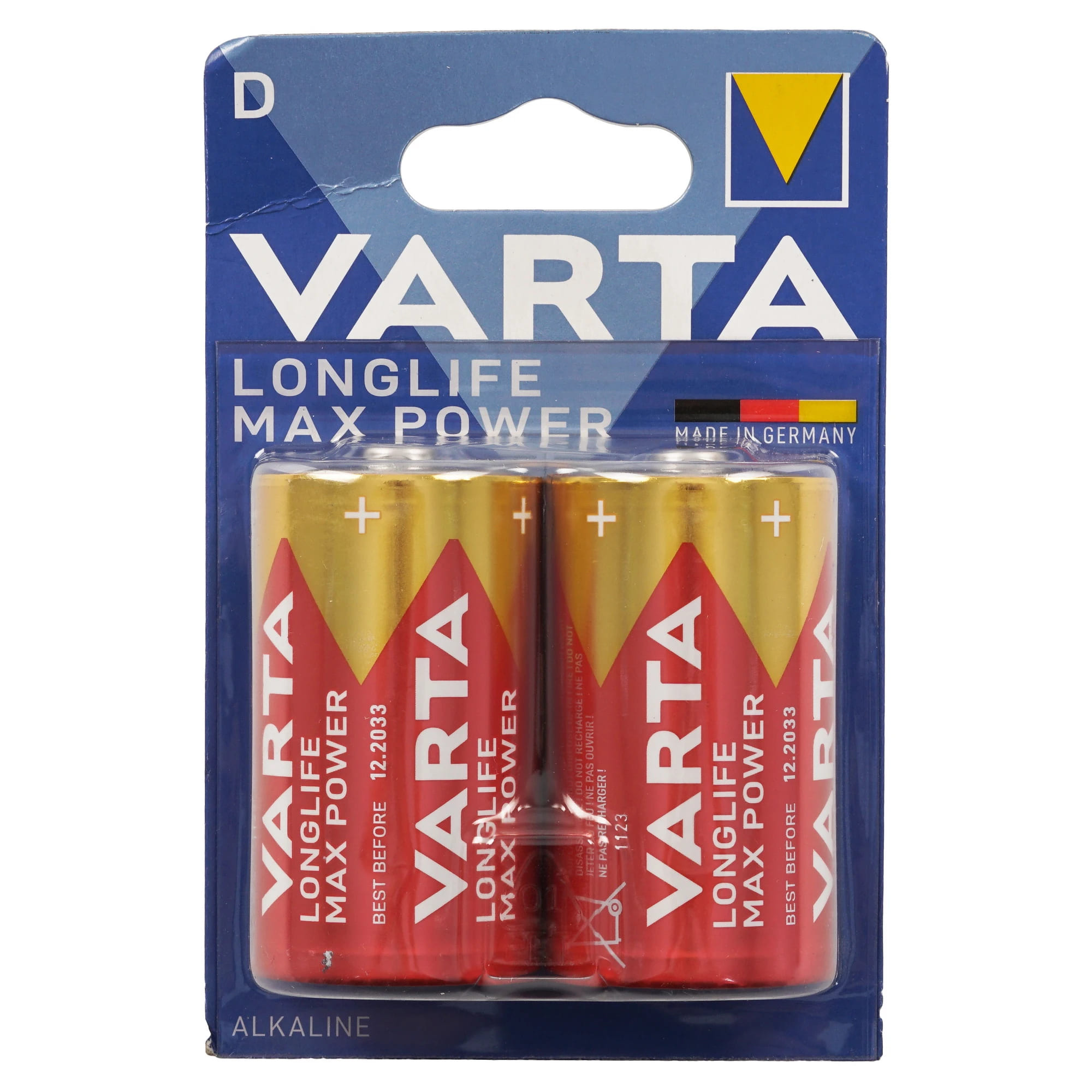 Батарейка Varta LONGLIFE MAX POWER D (LR20/R20/ER34615) Alkaline 1.5V (КОМПЛЕКТ ИЗ ДВУХ ШТУК)