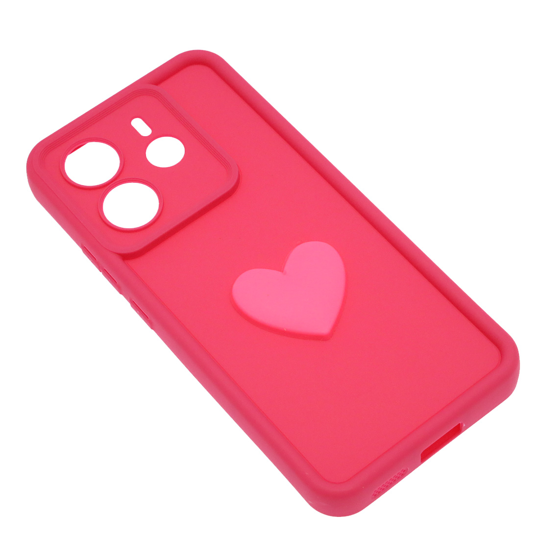 Чехол накладка для XIAOMI REDMI NOTE 14, силикон, 3D сердце, защита камеры, бортики, цвет розовый Чехол накладка для XIAOMI REDMI NOTE 14, силикон, 3D сердце, защита камеры, бортики, цвет розовый