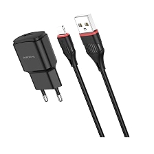 СЗУ (сетевое зарядное устройство) BOROFONE BA48A Orion с кабелем Lightning 8 pin, 2.1A, 1 USB, длина 1 метр, цвет черный СЗУ (сетевое зарядное устройство) BOROFONE BA48A Orion с кабелем Lightning 8 pin, 2.1A, 1 USB, длина 1 метр, цвет черный