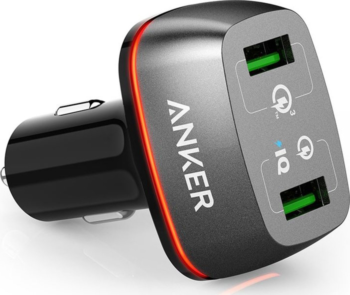 ANKER PowerDrive2 блок питания авто металл (4800mAh) 2USB-выхода в коробке.