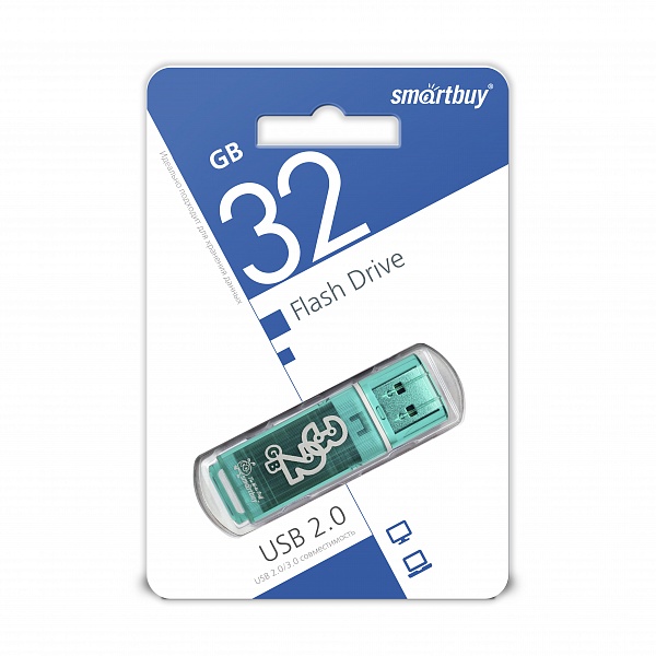 Флешка USB 32GB Smart Buy Glossy, цвет зеленый