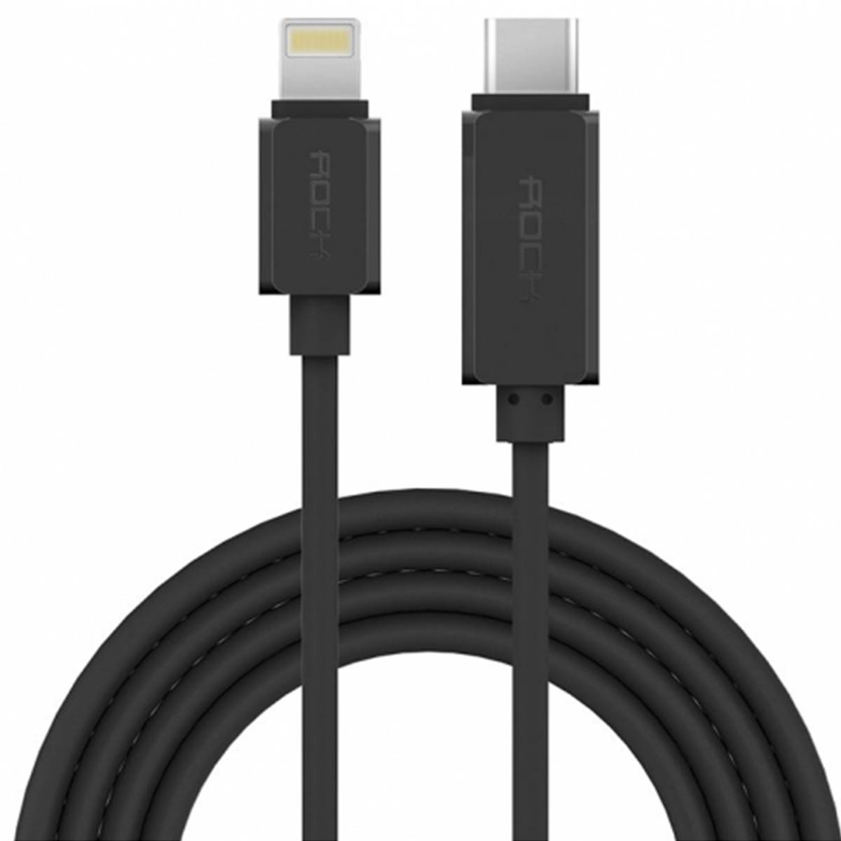 Кабель ROCK USB Type C на APPLE Lightning 8 pin, длина 1 метр, цвет черный