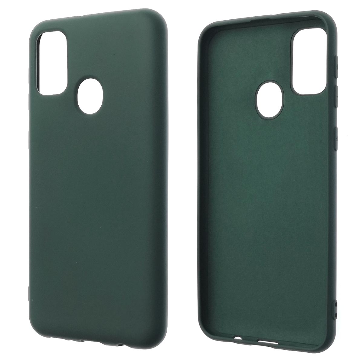 Чехол накладка NANO для SAMSUNG Galaxy M30s (SM-M307F), M21 (SM-M215), силикон, бархат, цвет темно зеленый