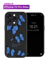 Чехол накладка для APPLE iPhone 13 Pro Max, силикон, защита камеры, бортики, рисунок синие бабочки