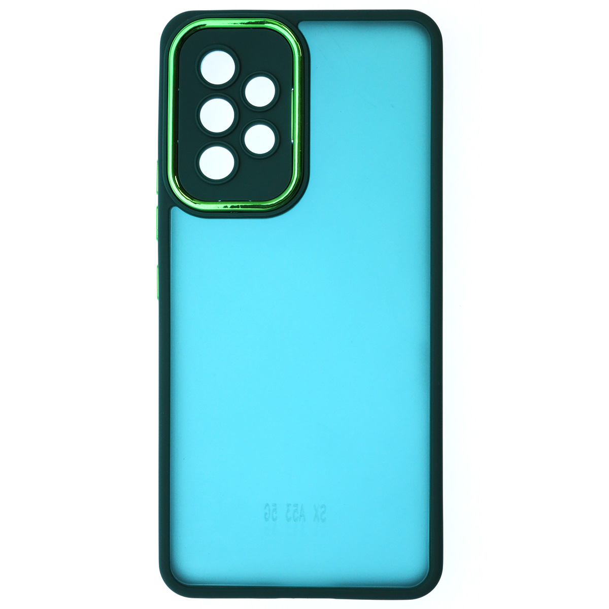 Чехол накладка KING для SAMSUNG Galaxy A53, силикон, пластик, защита камеры, цвет окантовки темно зеленый Чехол накладка KING для SAMSUNG Galaxy A53, силикон, пластик, защита камеры, цвет окантовки темно зеленый