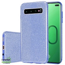 Чехол накладка Shine для SAMSUNG Galaxy S10 (SM-G973), силикон, блестки, цвет голубой Чехол накладка Shine для SAMSUNG Galaxy S10 (SM-G973), силикон, блестки, цвет голубой