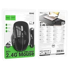 Мышь беспроводная HOCO GM40 Nuevo, оптическая, 1600 DPI, Bluetooth, USB A (2.4G), аккумулятор, RGB подсветка, цвет черный