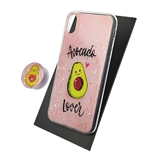 Чехол накладка для APPLE iPhone XR, силикон, фактурный глянец, с поп сокетом, рисунок Avocado Чехол накладка для APPLE iPhone XR, силикон, фактурный глянец, с поп сокетом, рисунок Avocado