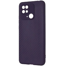Чехол накладка для XIAOMI Redmi 10C, POCO C40, силикон, карбон, цвет темно фиолетовый