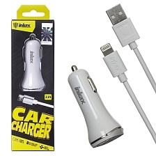 АЗУ "inkax" 2 USB 2.1А CD-12-IP + USB кабель Apple 8 pin цвет белый.