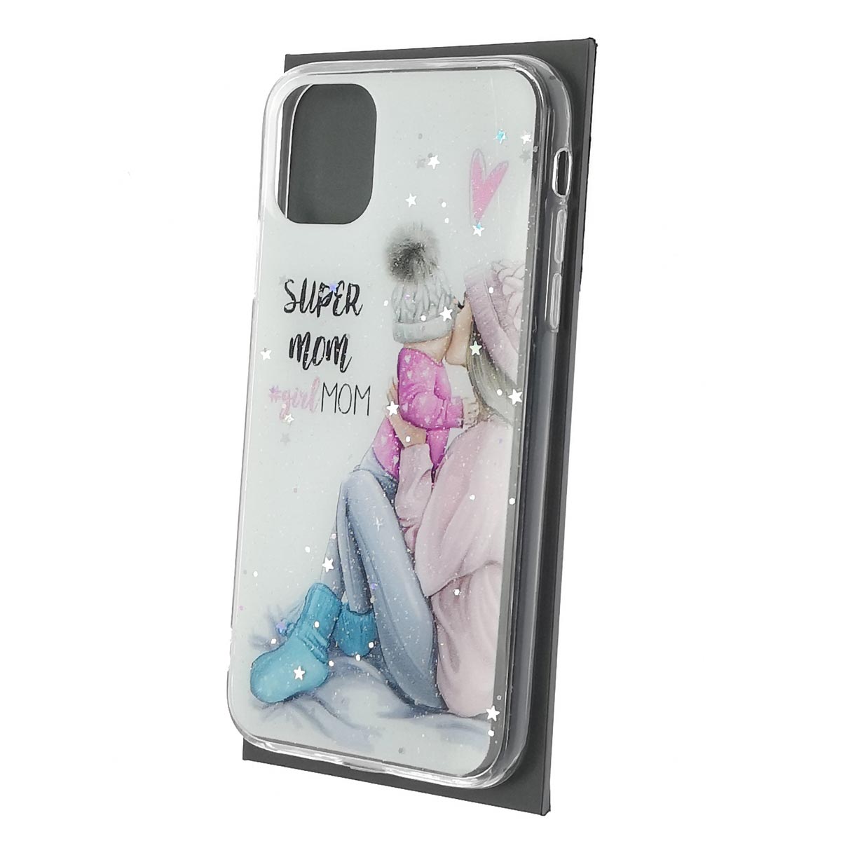 Чехол накладка Vinil для APPLE iPhone 11, силикон, блестки, глянцевый, рисунок Super mom girl MOM Чехол накладка Vinil для APPLE iPhone 11, силикон, блестки, глянцевый, рисунок Super mom girl MOM