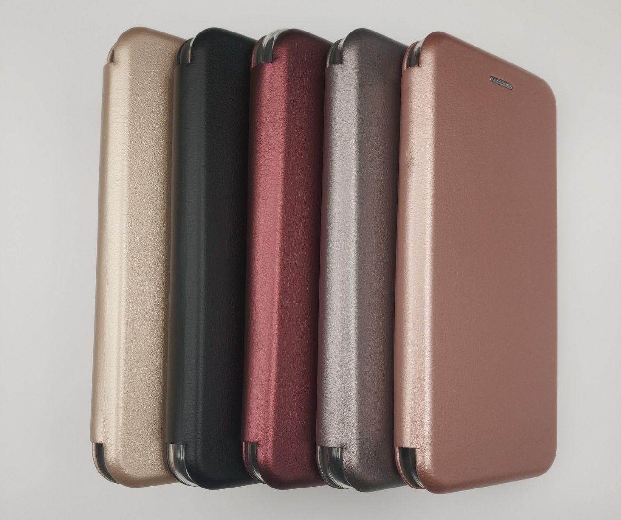 Чехол-книжка на силиконовой основе для SAMSUNG GALAXY J6 PLUS (2018) материал экокожа цвет золотой.