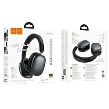 Гарнитура (наушники с микрофоном) беспроводная, полноразмерная, HOCO W63, ANC, цвет черный