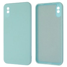 Чехол накладка для XIAOMI Redmi 9A, силикон, бархат, цвет светло голубой