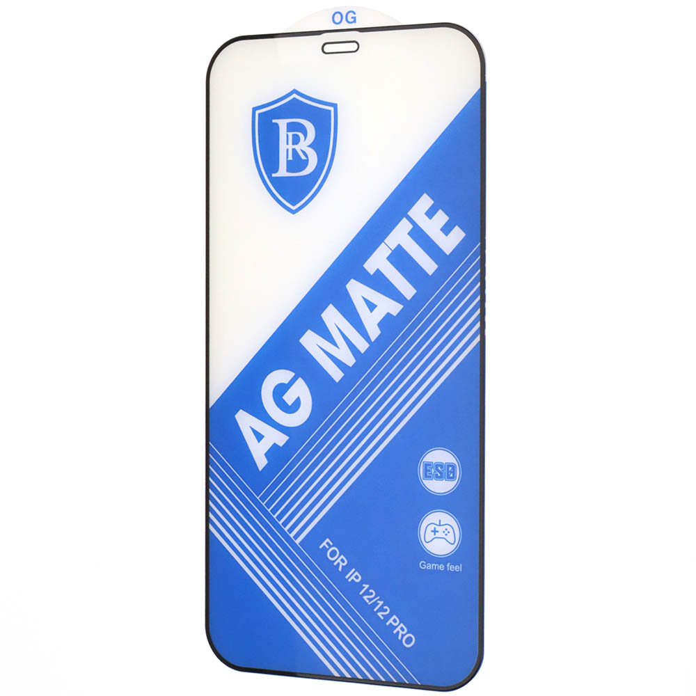 Защитное стекло AG Matte Finish для APPLE iPhone 12, iPhone 12 Pro, матовое, цвет окантовки черный