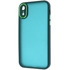Чехол накладка KING для APPLE iPhone XR, силикон, пластик, защита камеры, цвет окантовки темно зеленый Чехол накладка KING для APPLE iPhone XR, силикон, пластик, защита камеры, цвет окантовки темно зеленый