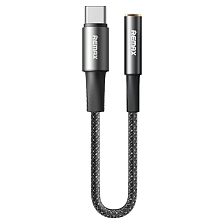Аудио кабель, переходник REMAX C26 / CB08(C-3.5F) USB Type C (папа) на AUX (Jack 3.5 мм) (мама), длина 12 см, цвет черно серебристый