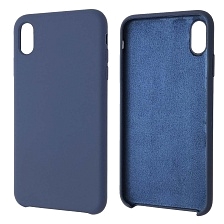 Чехол накладка Silicon Case для APPLE iPhone XS MAX, силикон, бархат, цвет темно синий Чехол накладка Silicon Case для APPLE iPhone XS MAX, силикон, бархат, цвет темно синий