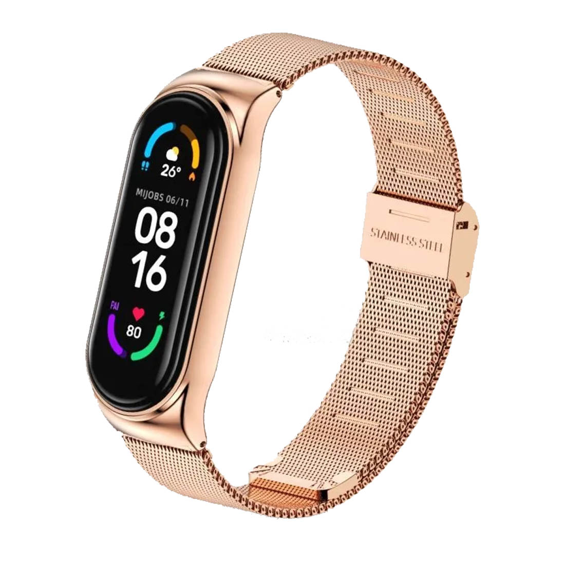 Сменный ремешок для фитнес браслета, смарт часов XIAOMI Mi Band 3, Mi Band 4, Mi Band 5, Mi Band 6, металл, цвет золотистый Сменный ремешок для фитнес браслета, смарт часов XIAOMI Mi Band 3, Mi Band 4, Mi Band 5, Mi Band 6, металл, цвет золотистый