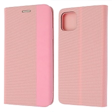Чехол книжка MESH для APPLE iPhone 11 (6.1), текстиль, силикон, бархат, визитница, цвет розовый Чехол книжка MESH для APPLE iPhone 11 (6.1), текстиль, силикон, бархат, визитница, цвет розовый