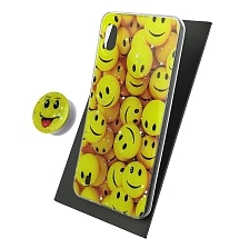 Чехол накладка для SAMSUNG Galaxy A10 (SM-A105), силикон, фактурный глянец, с поп сокетом, рисунок Smile Чехол накладка для SAMSUNG Galaxy A10 (SM-A105), силикон, фактурный глянец, с поп сокетом, рисунок Smile