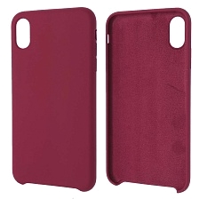 Чехол накладка Silicon Case для APPLE iPhone XS MAX, силикон, бархат, светло бордовый