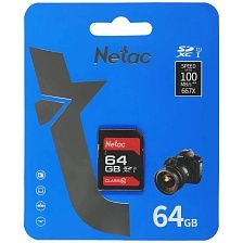 Карта памяти SDXC 64GB NETAC P600 Class 10 U1 (100 Mb/s), цвет черный