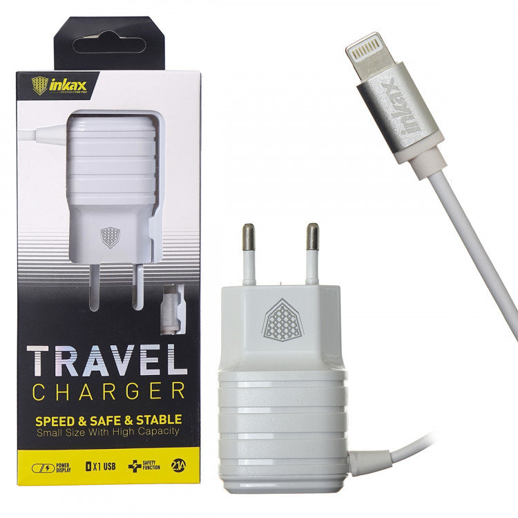Сетевое зарядное устройство Inkax CD-09 для Iphone 5/6, Apple 8 pin, 2.1А, дополнительный USB, 0.1 м. Сетевое зарядное устройство Inkax CD-09 для Iphone 5/6, Apple 8 pin, 2.1А, дополнительный USB, 0.1 м.