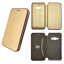 Чехол книжка STYLISH для SAMSUNG Galaxy J1 2016 (SM-J120), экокожа, визитница, цвет золотистый.