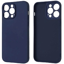 Чехол накладка NANO для APPLE iPhone 14 Pro Max, защита камеры, силикон, бархат, цвет темно синий Чехол накладка NANO для APPLE iPhone 14 Pro Max, защита камеры, силикон, бархат, цвет темно синий