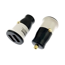 АЗУ (автомобильное зарядное устройство) 12/24V NOKOKO 38 - 2 USB порта, 5V-2.1A / 1A, цвет черно белый.